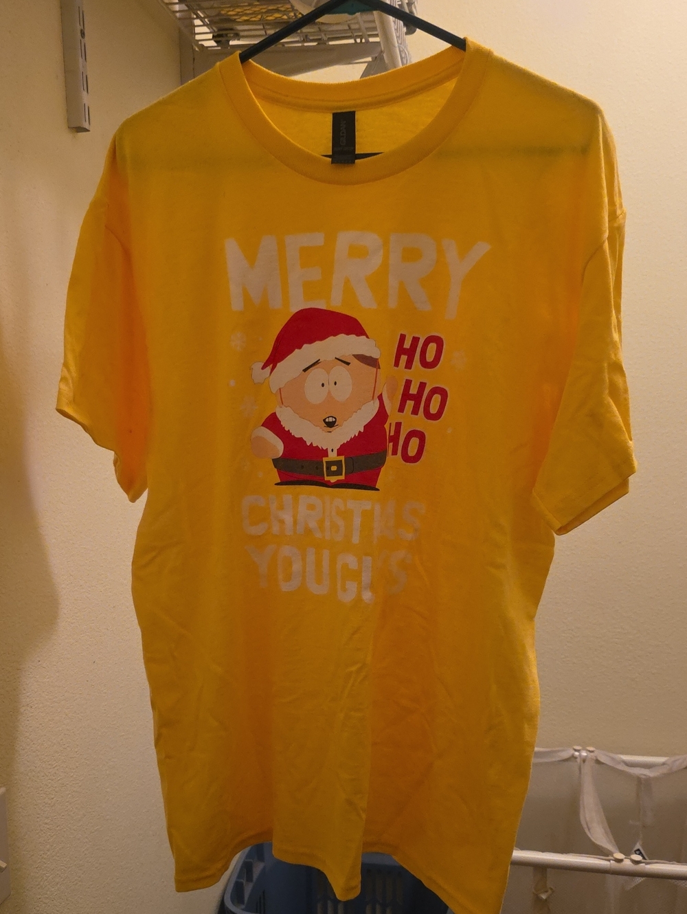 Yellow Holiday Graphic Tee - Santa 'Merry Christmas'